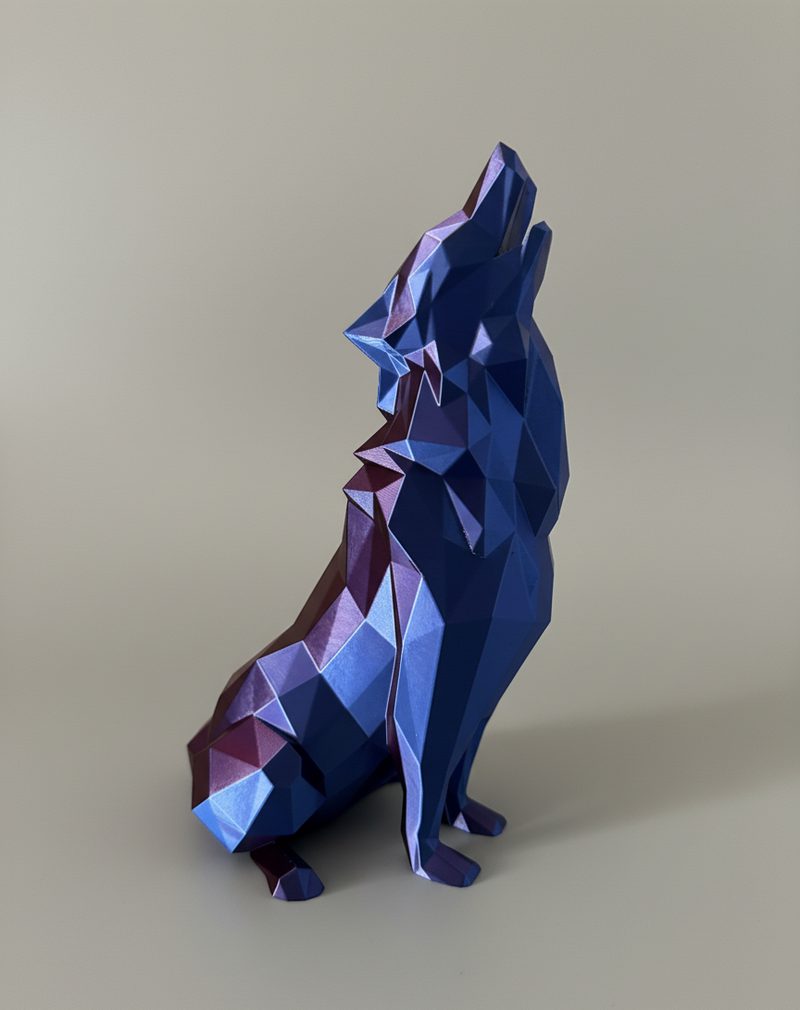 Wilk low-poly druk 3D gradient PLA